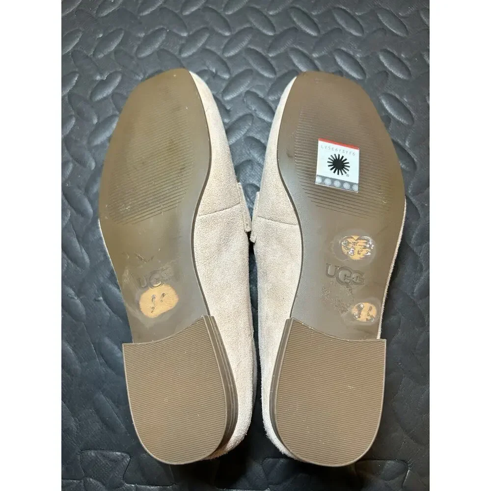 New UGG Janaya Suede Leather Loafers Flats Shoes Women’s Size 5 Tan Beige Cream